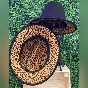 Black & Leopard Felt Fedora